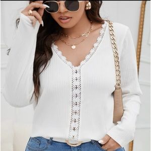 Plus size guipure lace trimmed white